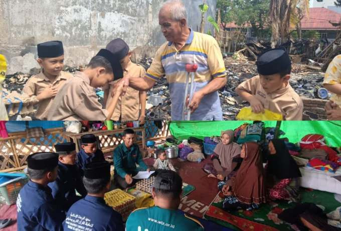 SDIT dan SMAIT Wahdah Kompak Salurkan Bantuan Korban Kebakaran Melalui WIZ